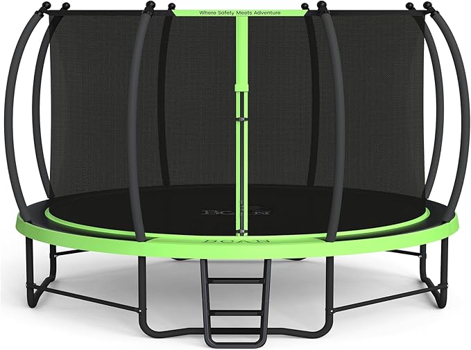 BCAN 8FT 10FT 12FT 14FT 15FT 16FT Recreational Trampoline with Enclosure for Kids Adults, ASTM Approved, Outdoor Trampolines with Ladder for Kids-CubbioJoy