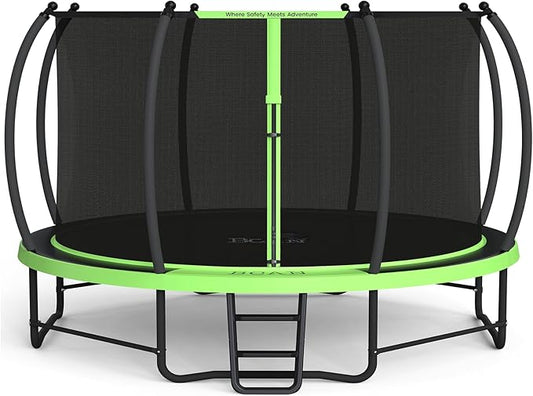 BCAN 8FT 10FT 12FT 14FT 15FT 16FT Recreational Trampoline with Enclosure for Kids Adults, ASTM Approved, Outdoor Trampolines with Ladder for Kids-CubbioJoy