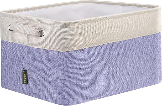 BALEINE 1 Pack Fabric Storage Bins for Shelves, Linen Storage Baskets for Organizing, Decorative Closet Bins for Clothes, Home (Lavender, 12"x8"x8")-CubbioJoy