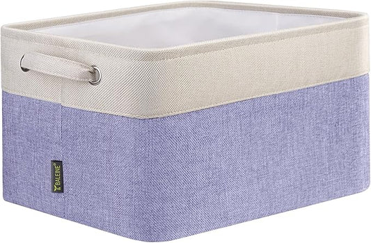BALEINE 1 Pack Fabric Storage Bins for Shelves, Linen Storage Baskets for Organizing, Decorative Closet Bins for Clothes, Home (Lavender, 12"x8"x8")-CubbioJoy