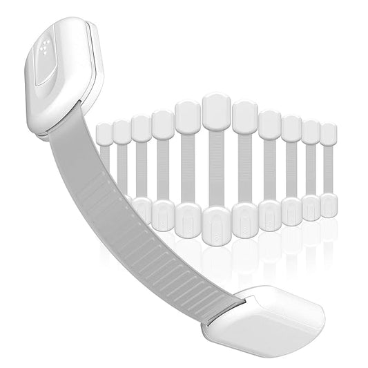 Baby Proofing Child Safety Locks (12 Pack) by Skyla Homes - The Safest, Quickest and Easiest 3M Adhesive Cabinet Latches, No Screws & Magnets, Multi-Purpose for Furniture, Kitchen, Ovens, Toilet Seats-CubbioJoy