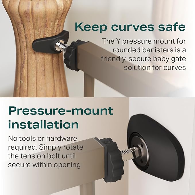 Cumbor 2 Pack 29.7-46" Baby Gate for Stairs, Mom's Choice Awards Winner-Auto Close Dog Gate for doorways, Easy Install Pressure Mounted Pet Gates indoor, Easy Walk Thru Wide Safety Gate for Dog, Brown-CubbioJoy