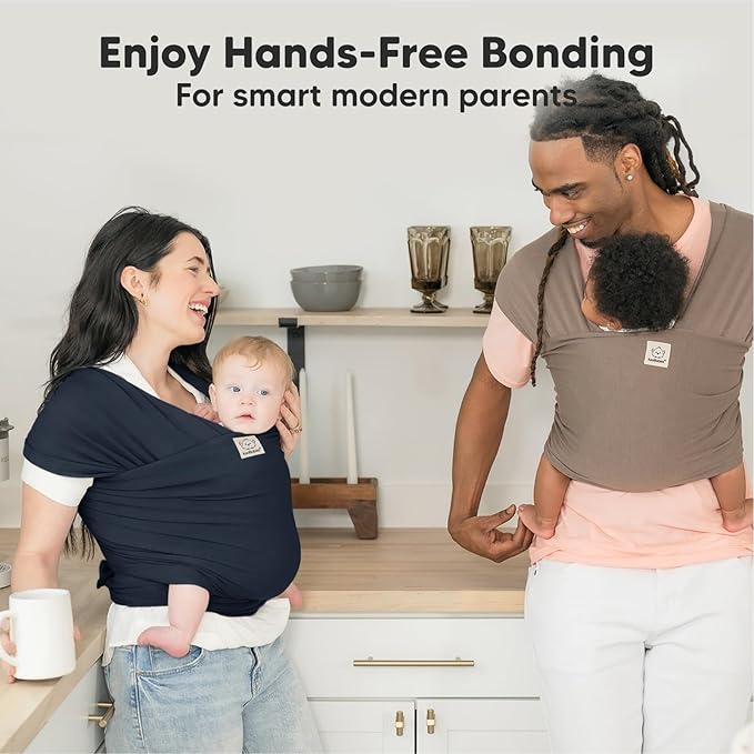KeaBabies Baby Wrap Carrier - All in 1 Original Baby Carrier Newborn to Toddler Sling, Easy to Wear, Hands Free Bonding, Lightweight, Breathable Infant Wraps (Midnight)-CubbioJoy