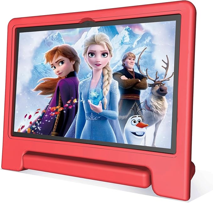 JREN Tablet for Kids｜10 Inch Kids Tablet Android 14｜Octa-core｜64GB｜WiFi ｜Bluetooth｜Parental Control｜Children Content｜Children Toddler Red-CubbioJoy