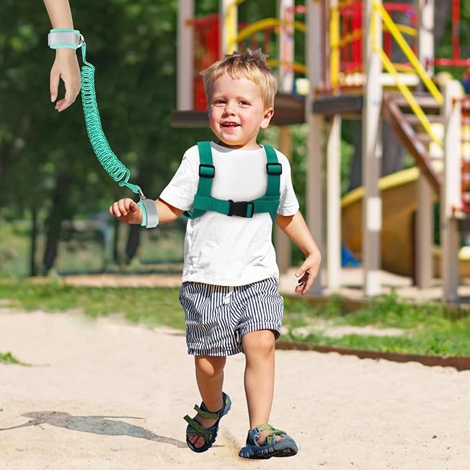 Accmor Toddler Harness Leash with Anti Lost Wrist Link, Cute Dinosaur Harnesses Walking Wrist Leashes for Kids, Children Restraints Hand Straps Belt Tether to Keep Baby Boys Girls Close (Turquoise)-CubbioJoy