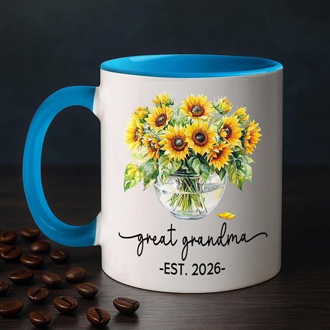 Customized Nickname & Year White Ceramic Mug Gift For First Time Great Grandma, Promoted To Great Grandma Accent Coffee Cup 11Oz 15Oz, Personalized Baby Announcement Coffee Mug For Nanny Granny Mimi-CubbioJoy