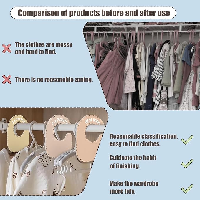 Baby Closet Dividers (Set of 8), Baby Hanger Dividers for Infant to Toddler, Nursery Organization for Clothes, Girl & Boy Closet Organizers-CubbioJoy