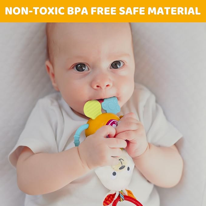 KiddoLab Bunny Teething & Rattle Musical Toy for Infants and Babies - Light-up, Sensory Chew & Interactive Toy for Infants - Baby Basket Stuffer for 3 Months and Up-CubbioJoy