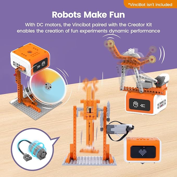 Creator Kit for VinciBot Robotic with 434+ Building Blocks & 20 Building Cases for Kids School STEM Education Class, DIY Science Experiment Kit for Kids Ages 8-12-CubbioJoy
