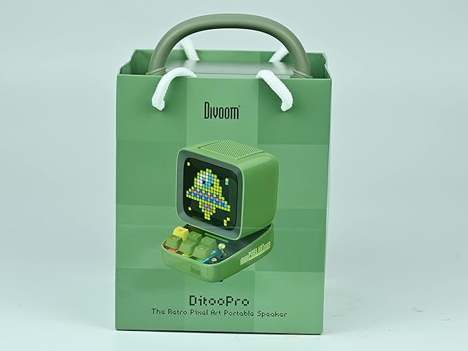 Divoom Ditoo Programmable Pixel Art LED-Bluetooth-Speaker Showing-Clock Emoji DIY Design for Home Wedding Party Decoration with Wireless App Control (Green)-CubbioJoy