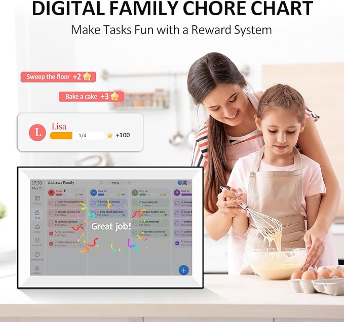 15.6" Digital Calendar Wall Planner,Touchscreen Interactive Display for Family Schedules, Achievement Rewards, Meal Planning,Digital Picture Frame, FHD 1080p Wall-Mountable Home Hub-CubbioJoy