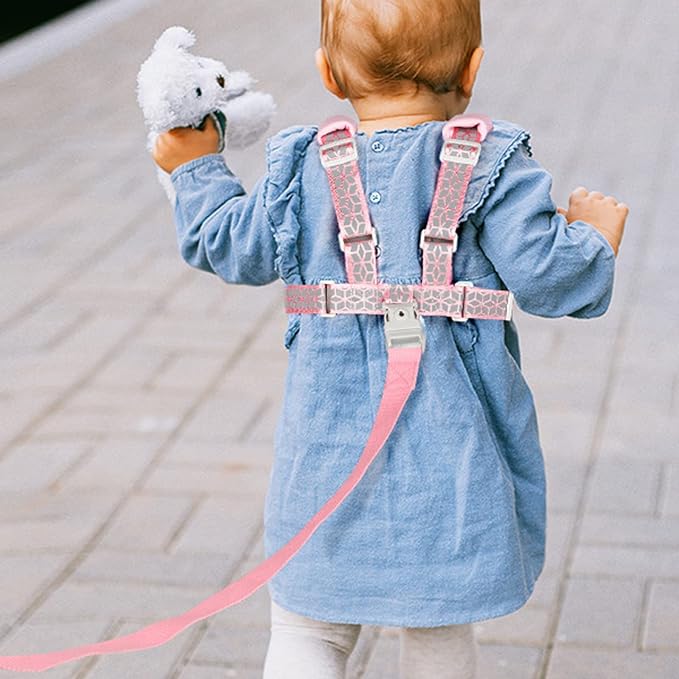 Accmor Toddler Harness Leash, Reflective Kids Leashes with Anti Lost Wrist Link, 3 in 1 Child Harnesses with Key Lock Design for Girls, Baby Walking Wristband Rope Protection Belt Tether.-CubbioJoy