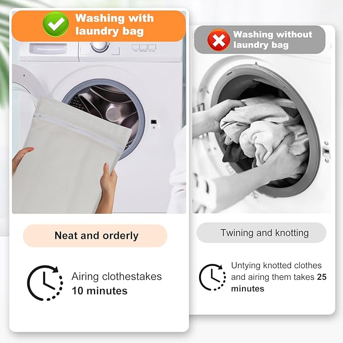 4-Piece White Large Durable Organic Cotton Mesh Laundry Bags with Sturdy Zippers and Breathable Mesh are Delicate Laundry Bags for Underwear, Clothes, Pants and Socks-CubbioJoy