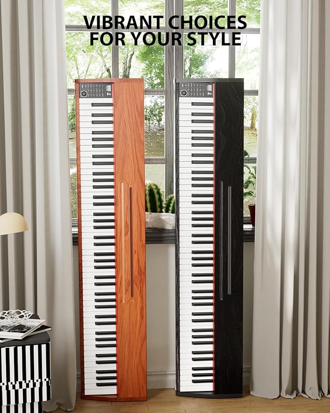 88 Key Digital Piano Keyboard for Beginners - Full Size Semi Weighted Wooden Electric Piano Set with Stand, Triple Pedal, Headphone,Carry Bag - Supports USB-MIDI Connecting (Wood Grain Brown)-CubbioJoy