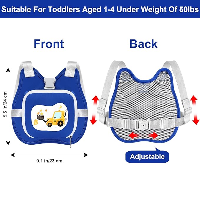 Accmor Toddler Harness Leash, Kids Cute Excavator Walking Harness Tether Wristband Assistant Strap Belt Protector for Baby Boys, Collapsible Child Leash + Anti Lost Wrist Link for Outdoor Travel Blue-CubbioJoy