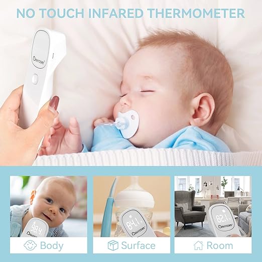 Berrcom Non Contact Infrared Thermometer Digital Forehead Thermometer for Adults and Kids Temperature Thermometer 3 in 1 with Fever Alert Touchless Baby Thermometer Large LED Display-CubbioJoy