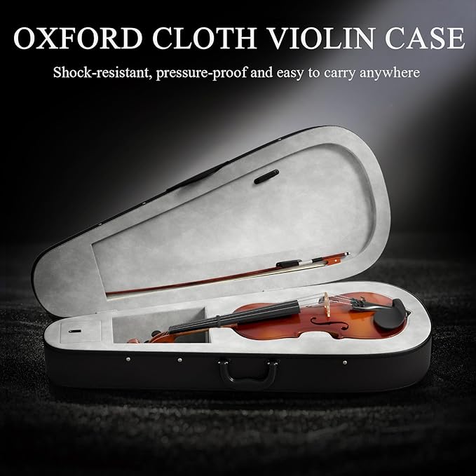 4/4 Beginner Violin Kit for Adults, Complete Full Size Violin Set with Portable Case, Bow, Rosin, Natural-CubbioJoy