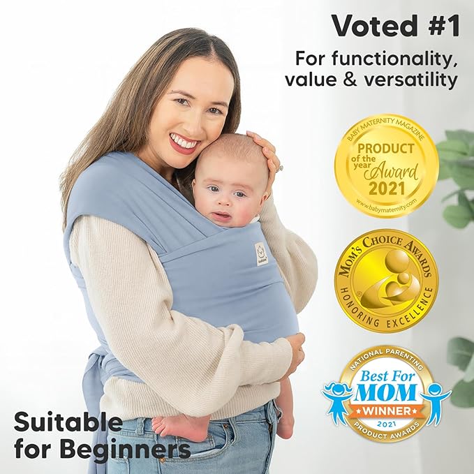 KeaBabies Baby Wrap Carrier - All in 1 Original Baby Carrier Newborn to Toddler Sling, Easy to Wear, Hands Free Bonding, Lightweight, Breathable Infant Wraps (Powder Blue)-CubbioJoy