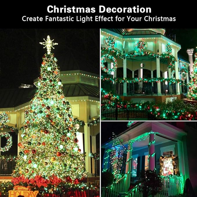 Brizled Green Christmas Lights, 33ft 100 LED Christmas String Lights, 120V UL Certified Plugin Xmas Tree Light Connectable Waterproof Mini Xmas Light for Home Tree Halloween Indoor Outdoor Decorations-CubbioJoy