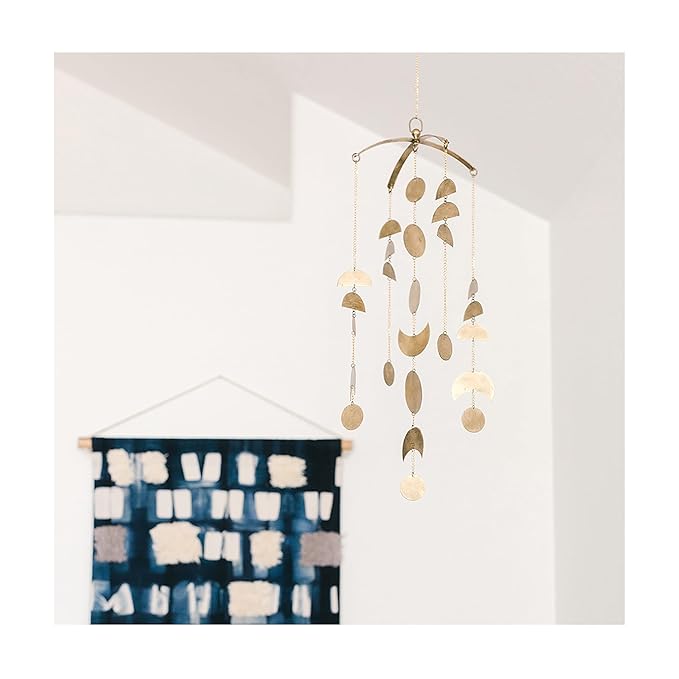 Crane Baby Brass-Finished Lunar Ceiling Hanging for Nursery, Lunar Nursery Decor for Boys and Girls, Ceiling Hanging for Kids Room, 6 X 6 X 36-CubbioJoy