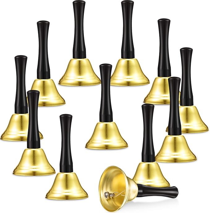 Boao 12 Pieces Metal Hand Bells Music Service Hand Bells Musical Instruments Percussion for Christmas Party Supplies(Gold)-CubbioJoy