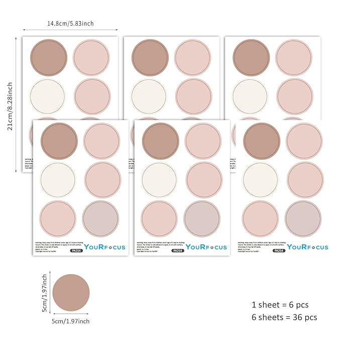 Boho Polka Dot Wall Decals Pink Dots Wall Sticker for Kids Baby Girls Living Room Bedroom Playroom (6 Sheets)-CubbioJoy