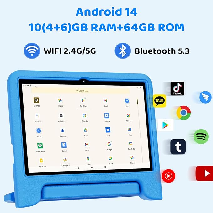 2025 Upgraded Android 14 Tablet, 10inch Kids Tablet, Octa-core CPU, 10GB+64GB+1TB Expand Tablets for Kids with Kids Space, Parental Control, 6000mAh Big Battery, HD Touchscreen Display Tableta-CubbioJoy