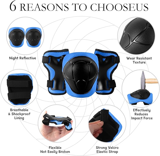 Adjustable Kids Bike Helmet with Knee & Elbow Pads Set, Color Gradient Design for Boys and Girls Aged 3-14+, for Skateboarding, Scooter, Roller & Inline Skating, Longboard-CubbioJoy