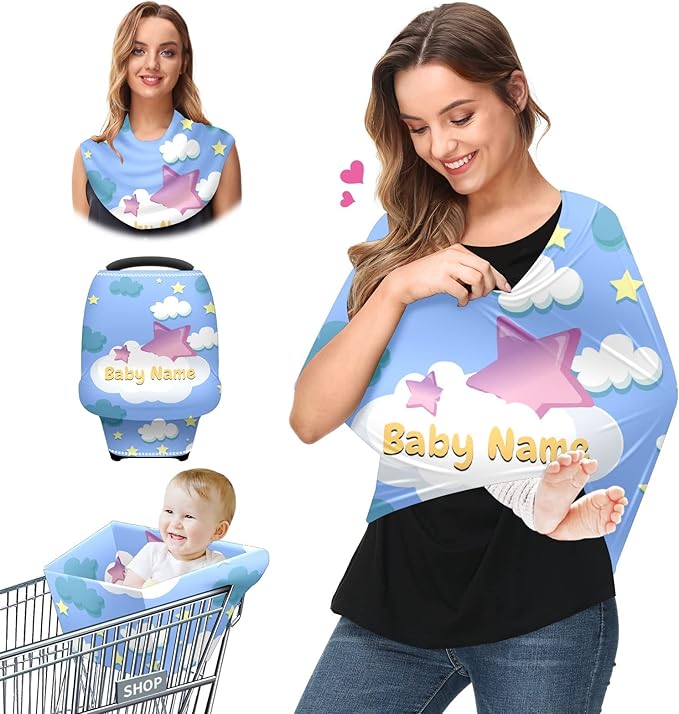 Baby Car Seat Stroller Cover Nursing Cover New Mom Breastfeeding Scarf Soft Stretchy Infant Carrier Cover Car Canopy Coverage-CubbioJoy