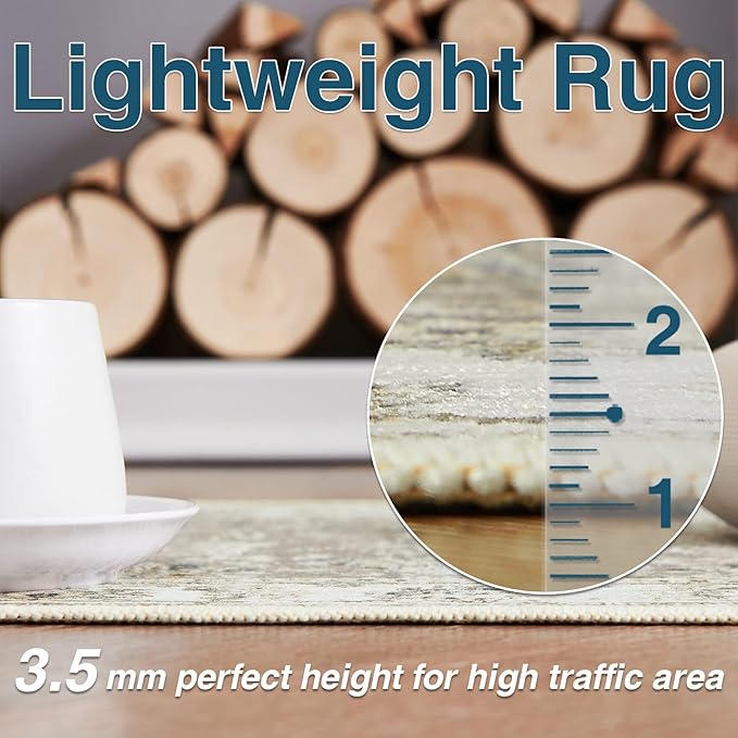 jinchan Hallway Runner Rug 3x10 Machine Washable Runner Rug Taupe Vintage Floral Design Non-Slip Low Pile Ultra-Thin for Kitchen Laundry Room Bedroom Farmhouse (3‘x10',Taupe)-CubbioJoy