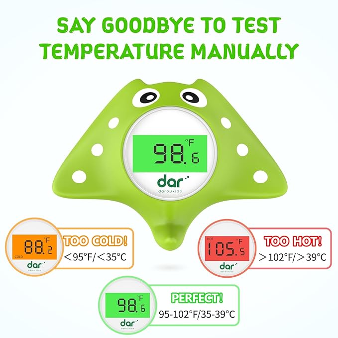 Baby Bath Thermometer, Digital Water Temperature Thermometer with 3 Color Backlit and Temperature Warning, Safety Bath Tube Thermometers Floating Toy for Infant, Toddler-CubbioJoy