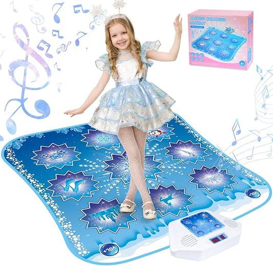 Dance Mat Kids Frozen Toys - Electronic Dance Mat for Girls Boys, Kids Dance Mat 5 Game Modes, Built-in Music, Touch Sensitive Light Up LED, Dance Floor Mat, Gifts for 3 4 7 12 Year Old Girls Boys-CubbioJoy