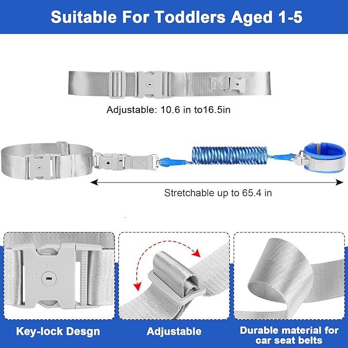 Accmor Toddler Leash with Reflective Baby Anti Lost Wrist Link, 2 in 1 Kids Walking Harnesses Belt Leashes with Key Lock for Boys Age 1-4, Keep Child Close Wristband Rope Tether for Outdoor Travel-CubbioJoy
