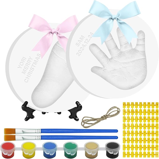 Baby Handprint Footprint Keepsake Ornament Kit, Personalized Baby Foot Printing Kit for Newborn Clay Impression Handmade DIY Imagination to Create-CubbioJoy