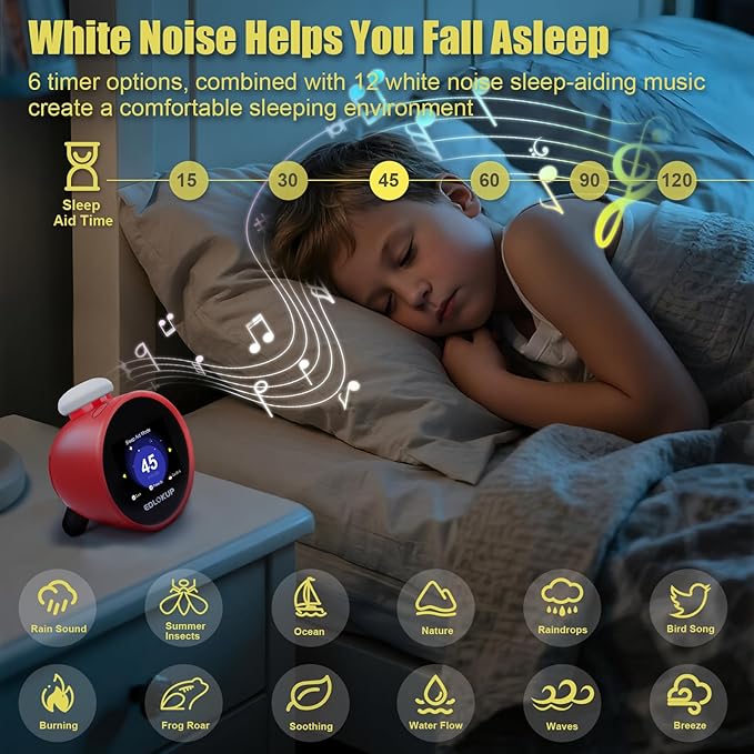 Kids Alarm Clock, Ok to Wake Clock for Kids, Sleep Trainer Clock for Toddler, Adorable Digital Alarm Clock, AI Voice Clock with Chat and 12 White Noise Sound Machine, Time Management Gift for Children-CubbioJoy