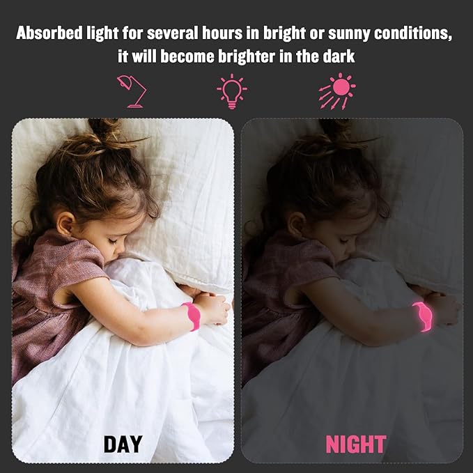 2 Pack Waterproof AirTag Bracelet for Kids, Hidden Silicone Wristband for AirTag, GPS Tracker Case for Air Tag Holder Strap Band for Child Toddler, Secure Anti-Loss Protection(Luminous)-CubbioJoy