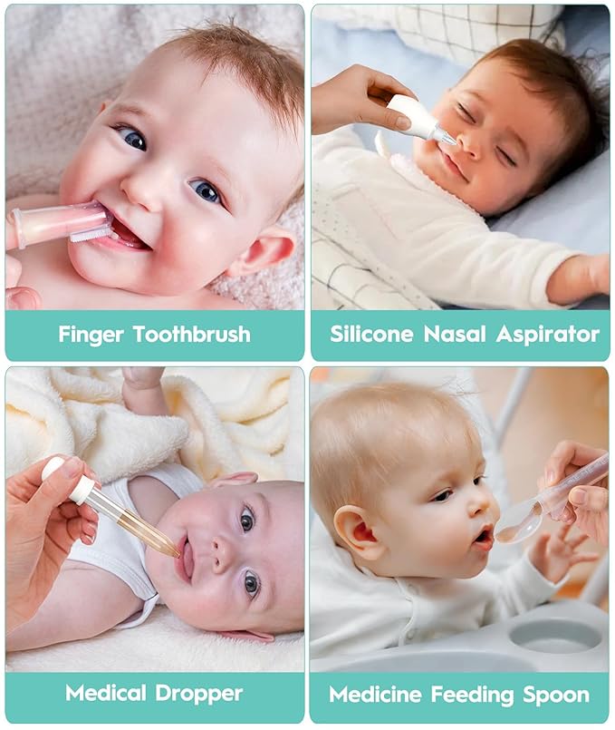 Baby Healthcare and Grooming Kit, Safety Newborn Nursery Baby Care Kit, with Hair Brush Comb, Nail Clipper, Thermometer, Pacifier Clip, Baby Registry Search, Baby Girl Boy Newborn Essentials-CubbioJoy