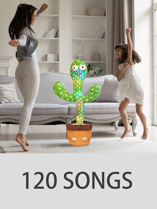 Cactus Baby Toy can be Adjusted Volume, Dancing Singing Musical Gift with LED Light. Baby Toy for Kids Talking Smart Toys, Talking Cactus Exquisite Yarn Bag Packaging-CubbioJoy