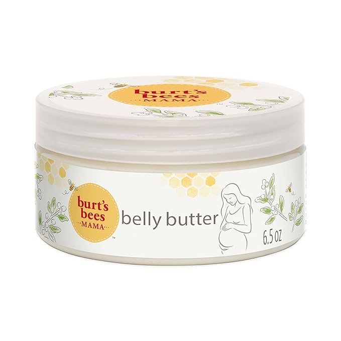 Burt's Bees Mama Belly Butter Stretch Mark Cream for Pregnancy Massages Body & Reduces Scar Appearance, Prenatal & Postnatal Tummy Skin Care, Shea Butter & Vitamin E Rich Formula, 6.5 Oz Tub-CubbioJoy