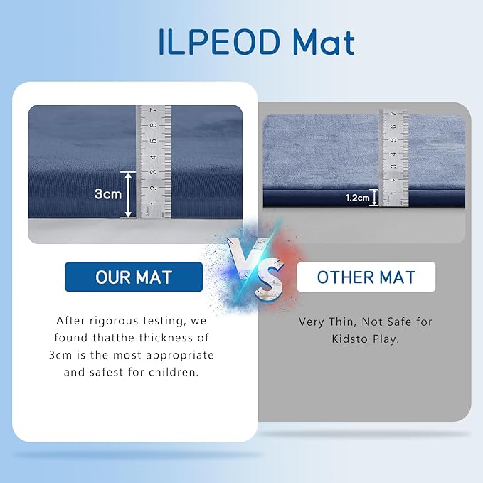 Baby Play Mat for Floor Tummy Time Nursery Muscle Mat Area Rug Playroom Rug Tatami 79"x118" Memory Foam 1.3" Thick Crawling For Babies,Toddlers, Infants, Kids,Floor(Blue)-CubbioJoy