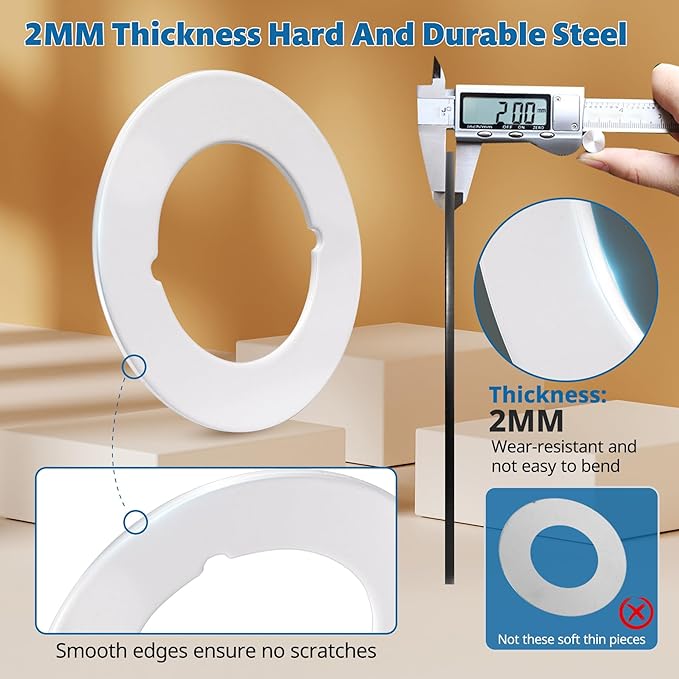 2 Pcs Upgraded Door Knob Plates with Double-Sided Tape –Thick Stainless Steel Scar Plates for Deadbolts & Knobs, Durable Door Lock Hole Covers for Fixing Loose Knobs and Damaged Areas(White)-CubbioJoy