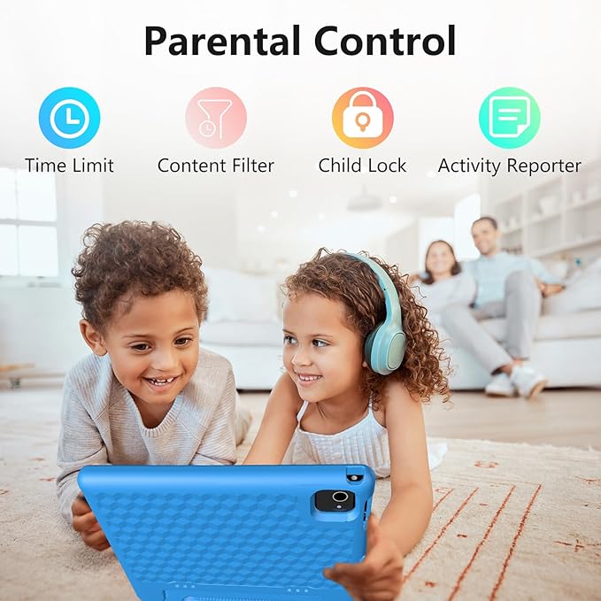 JREN Tablet for Kids｜10 Inch Kids Tablet Android 14｜Octa-core｜64GB｜WiFi ｜Bluetooth｜Parental Control｜Children Content｜Children Toddler Blue-CubbioJoy