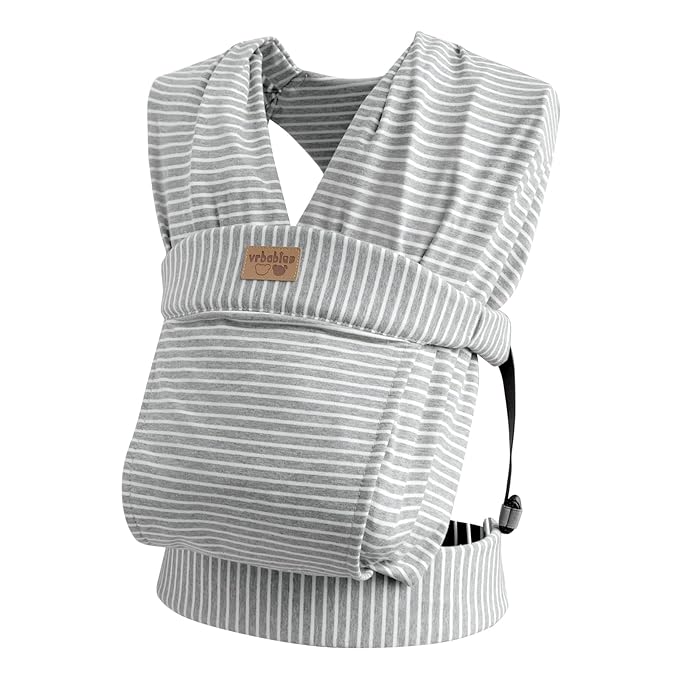 Baby Wraps Carrier Newborn to Toddler, Kangaroo Baby Easy Wearing Wrap, Adjustable Soft Baby Holder Front Chest Sling Carriers Perfect Infant Essentials Gifts (Striped Grey, Cotton)-CubbioJoy