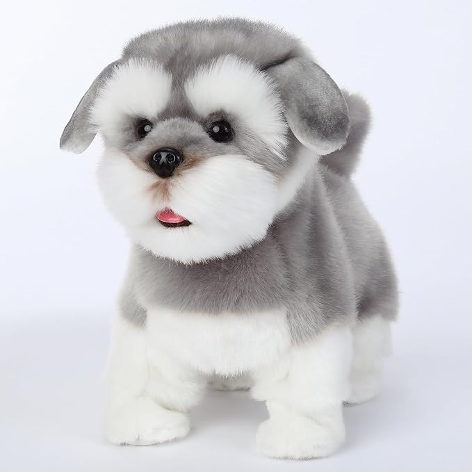 CU-MATE Interactive Plush Schnauzer Dog Toy,Companion Robot Dog Pets,Handmade Weighted Stuffed Animals,Electronic Toy with Walking/Barking/Wagging Tail/Talking-CubbioJoy