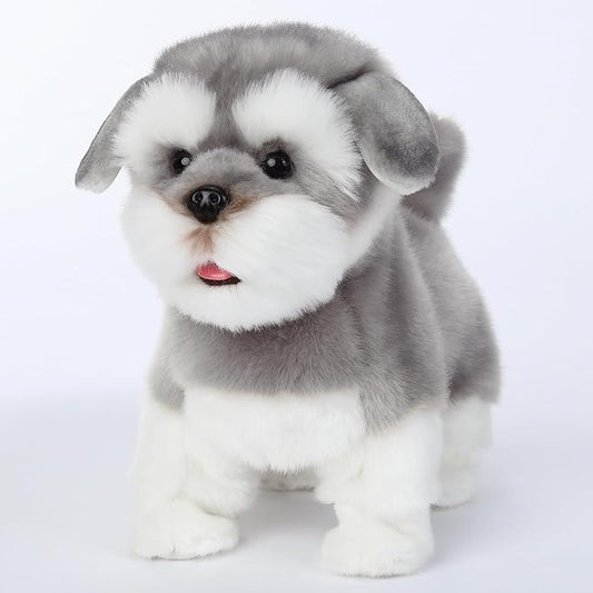 CU-MATE Interactive Plush Schnauzer Dog Toy,Companion Robot Dog Pets,Handmade Weighted Stuffed Animals,Electronic Toy with Walking/Barking/Wagging Tail/Talking-CubbioJoy