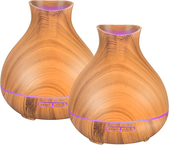 BZseed Aromatherapy Essential Oil Diffuser,2 PCS Humidifier with 550ml Lasting Mist Output Waterless Auto-Off Ultrasonic Diffusers 7 Color LED Lights Cool Mist Humidifier for Large Room, Home-CubbioJoy