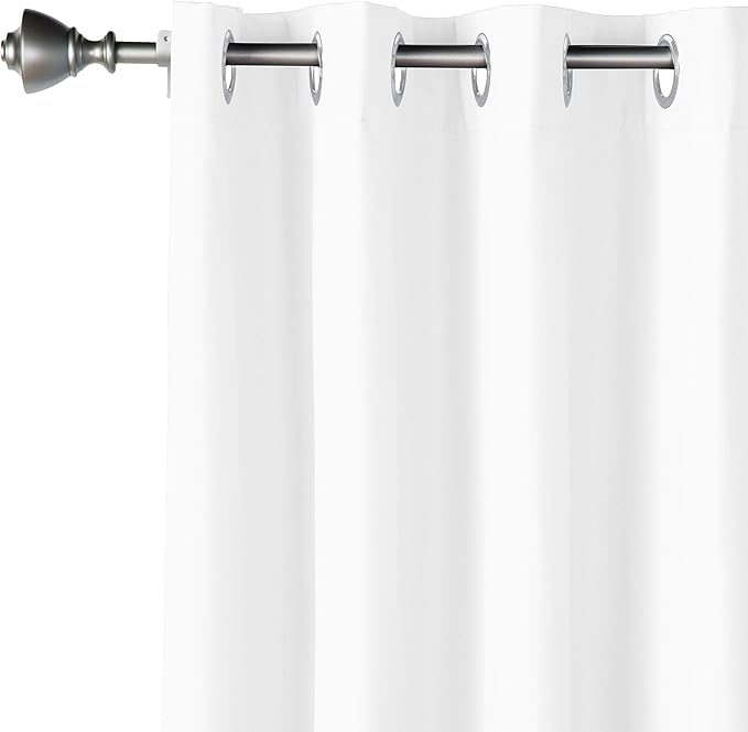 Amazon Basics Light Blocking Room Darkening Blackout Window Curtain with 2 Panels Grommets, for Living Room and Bedroom, 52 x 63 inches, White - Set of 2-CubbioJoy