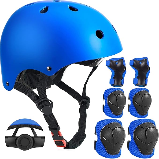 Adjustable Kids Helmet with Knee Pad, Elbow Pads & Wrist Guards - Toddler Bike Helmets for Ages 3-5, 5-8, 8-14 Years - Perfect for Skating, Biking, Cycling, and Skateboard - for Boys and Girls-CubbioJoy