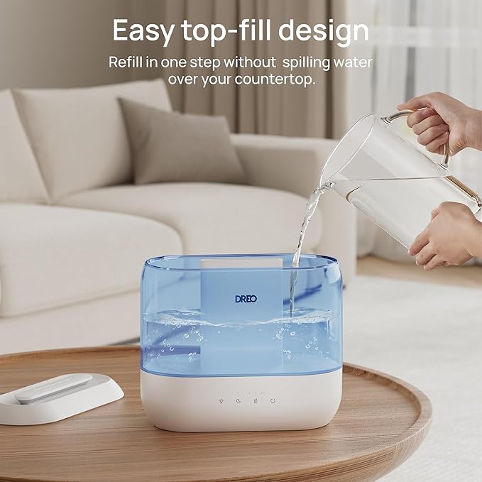 Dreo Humidifiers for Bedroom, Top Fill 4L Supersized Cool Mist Humidifier with Oil Diffuser and Nightlight, 36H Runtime, Quiet Ultrasonic Humidifiers for Home, Large Room, Baby Nursery and Plants-CubbioJoy