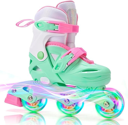 2PM SPORTS Inline Skates with Light Up Wheels, Roller Skates Blades for Boys Girls Kids Ages 5-8 8-12 4-6 6-12, Size Adjustable Beginner Blades Roller Skates-CubbioJoy